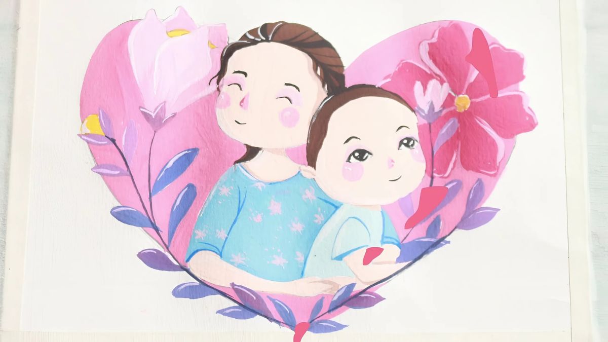 Mẫu tranh 8/3 tặng mẹ thu hút