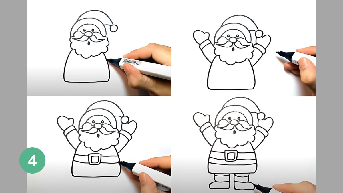 Cách vẽ tranh ông già Noel bước 4