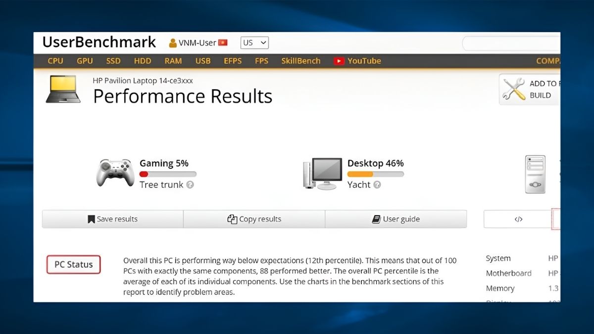 Hướng dẫn kiểm tra hiệu suất bằng UserBenchmark - bước 4