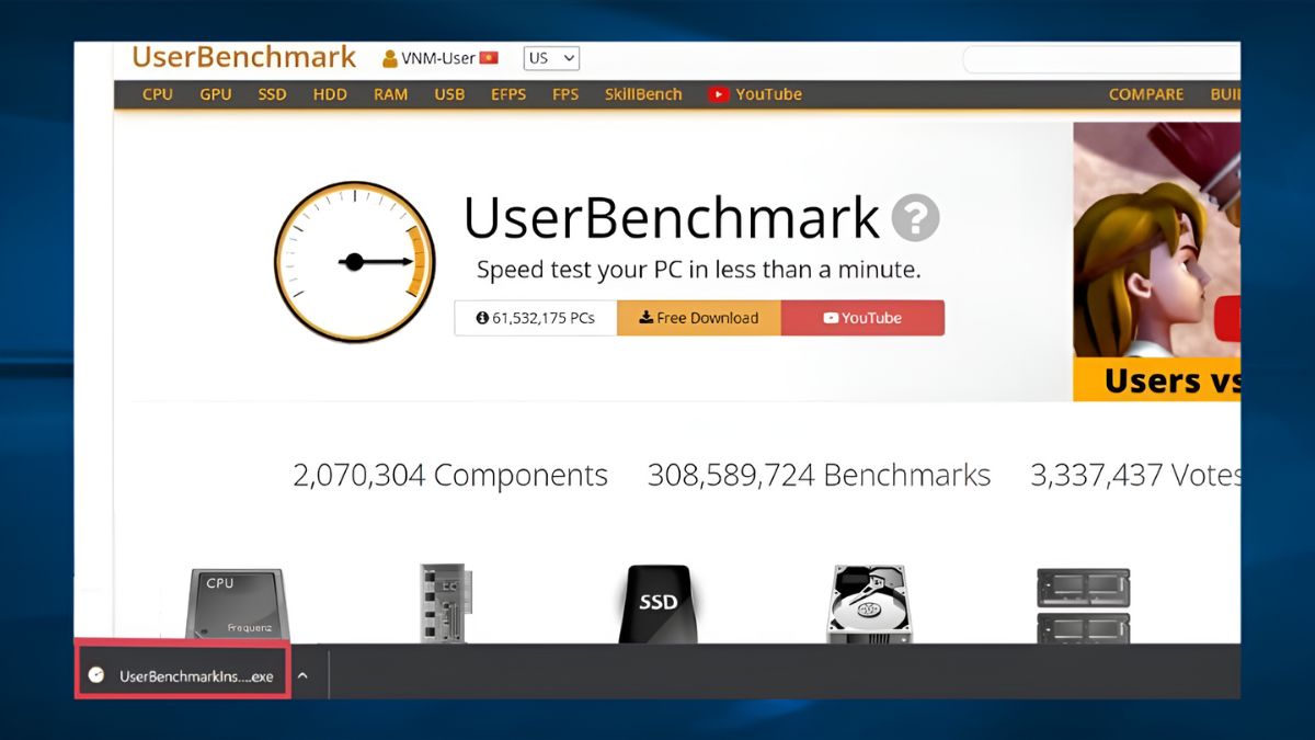 Cách tải UserBenchmark về thiết bị - bước 3
