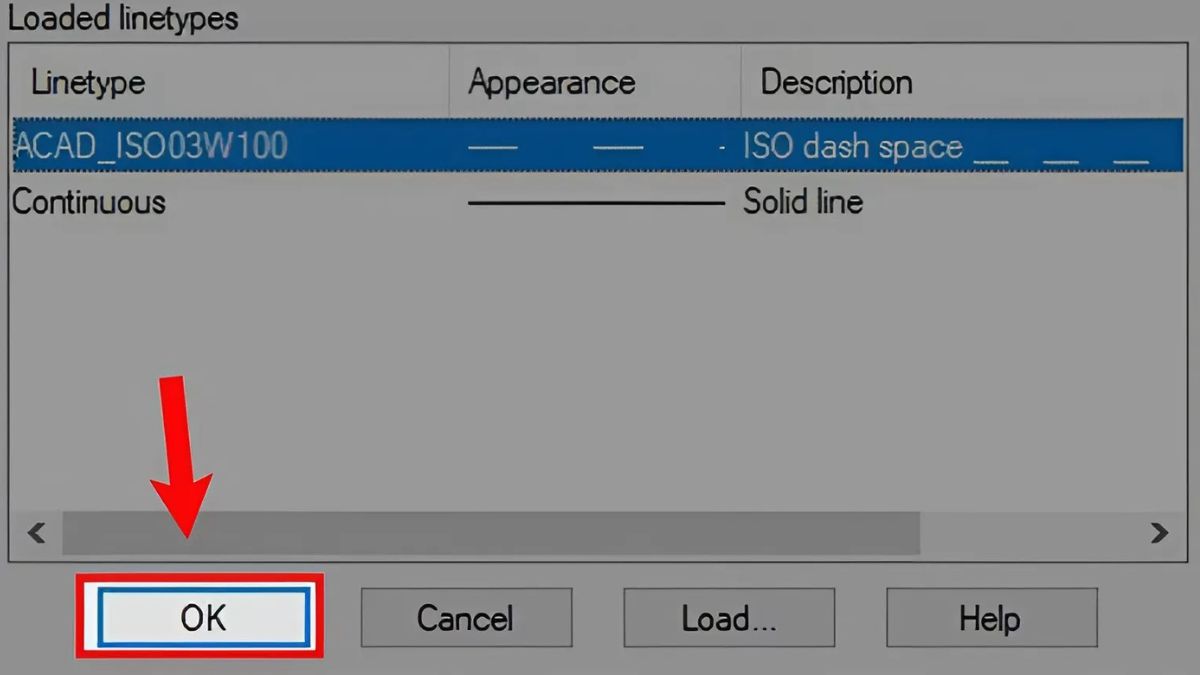 Hướng dẫn cách vẽ đường nét đứt trong CAD bước 5
