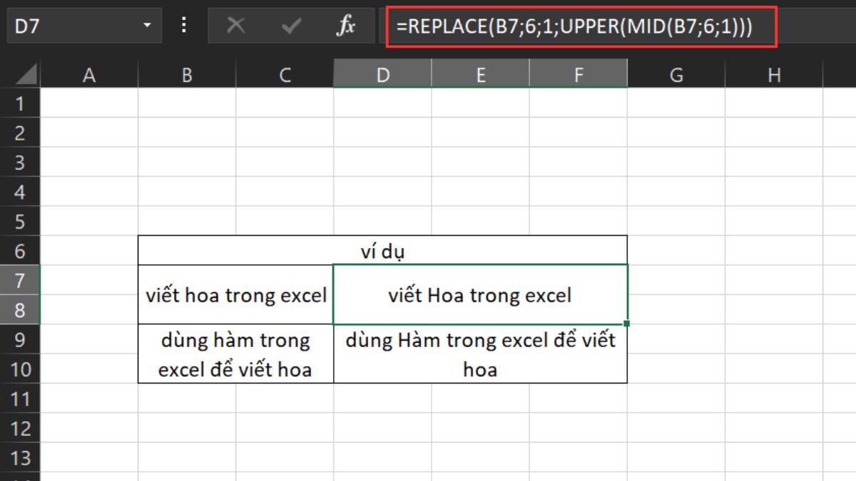 Viết hoa ký tự ở giữa trong chuỗi ký tự