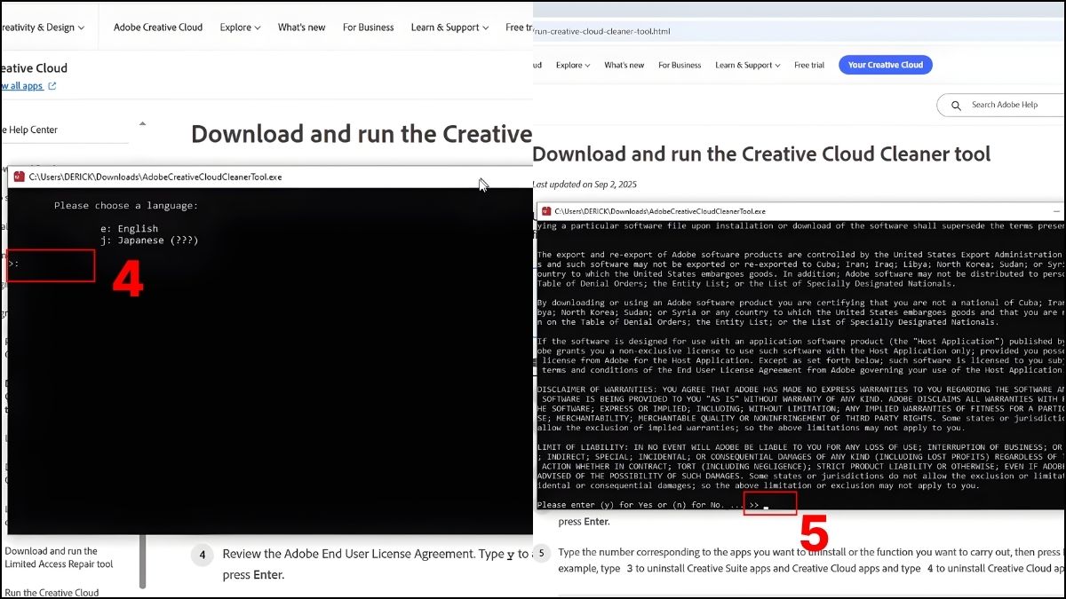 Sử dụng Adobe Creative Cloud Cleaner Tool bước 2