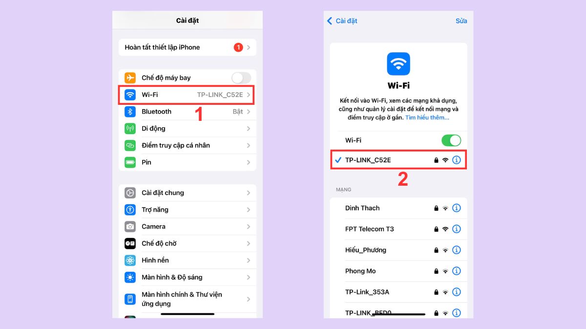 Quên WiFi và thực hiện kết nối lại bước 1