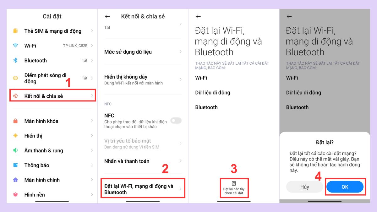 Đặt lại cài đặt mạng trên thiết bị di động android