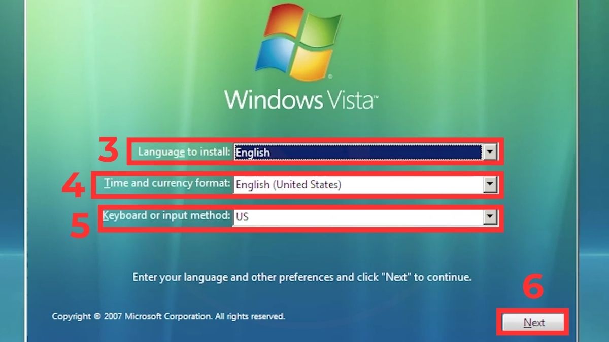 Hướng dẫn cài đặt Windows Vista chi tiết bước 2
