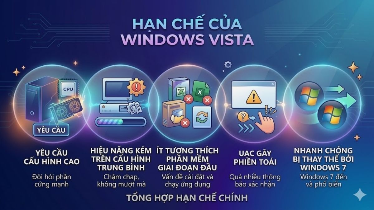 hạn chế của Windows Vista