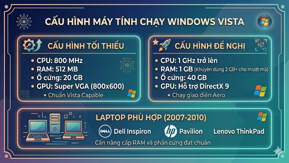 Cấu hình máy tính chạy Windows Vista