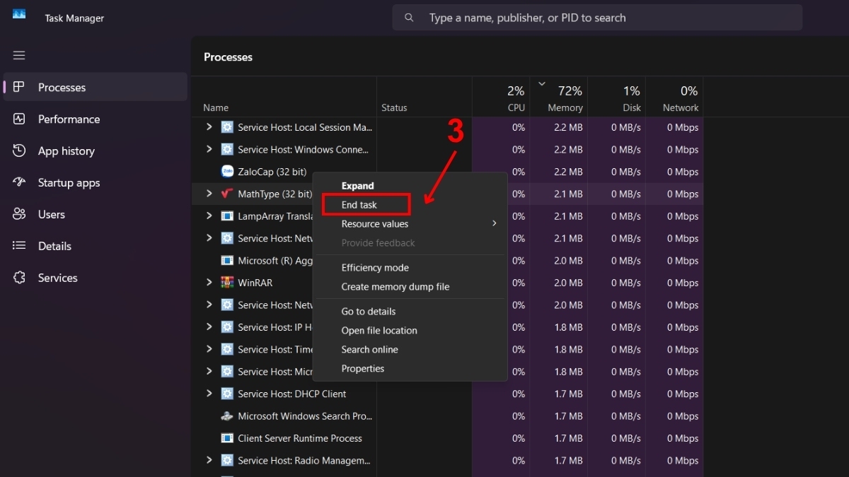 sửa lỗi Word Is Waiting For An Ole Action To Finish bằng đóng ứng dụng gây OLE treo bước 3