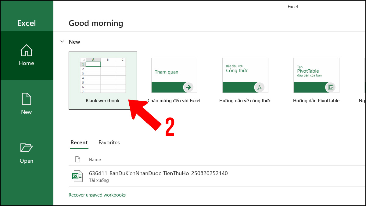 Cách tạo Workbook ban đầu - bước 2