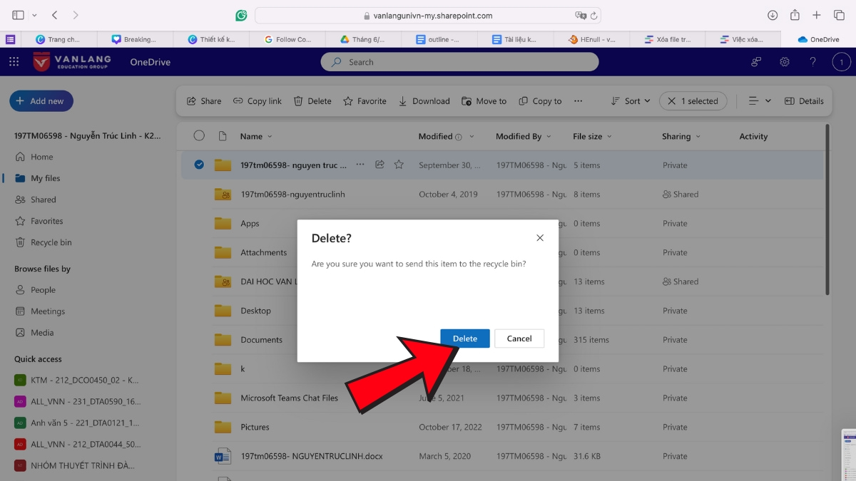 Xóa file trên trình duyệt web - bước 3