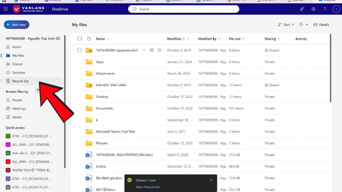 Cách khôi phục file đã xóa trên OneDrive - bước 2