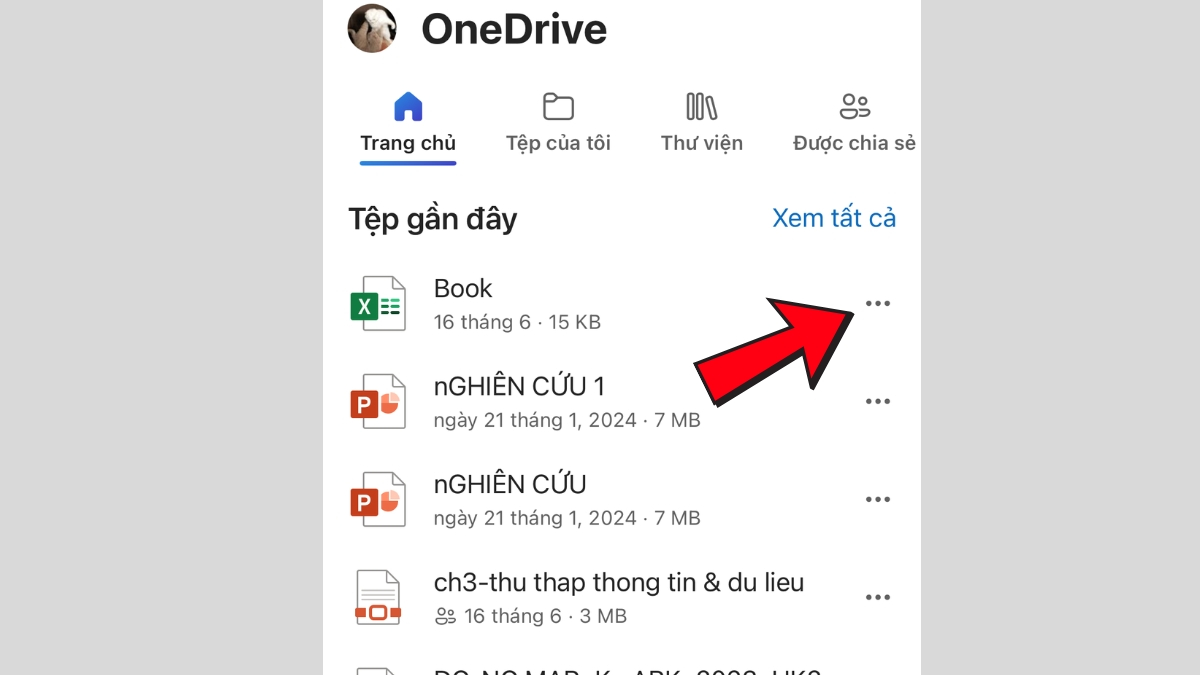 Xóa file trên OneDrive dành cho điện thoại - bước 1