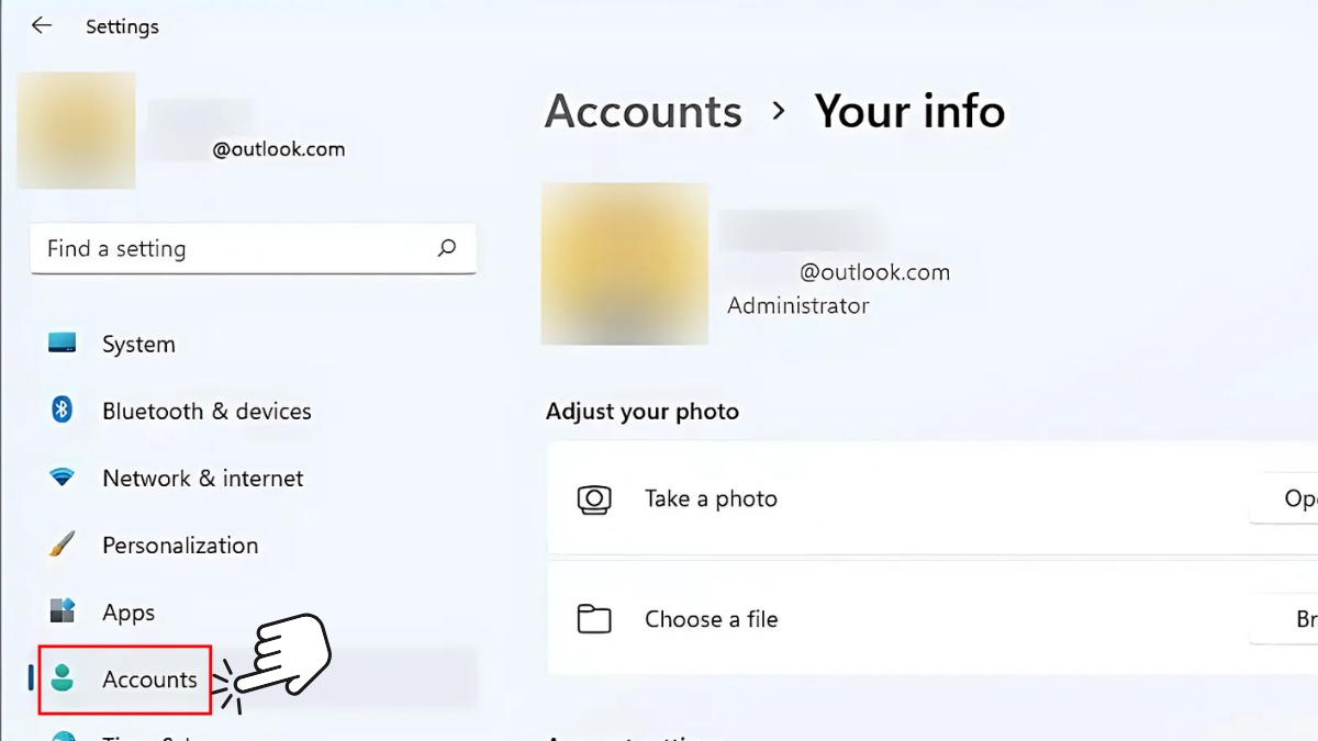 xóa mật khẩu máy tính win 11 bằng cách xóa mật khẩu tài khoản Microsoft - bước 1