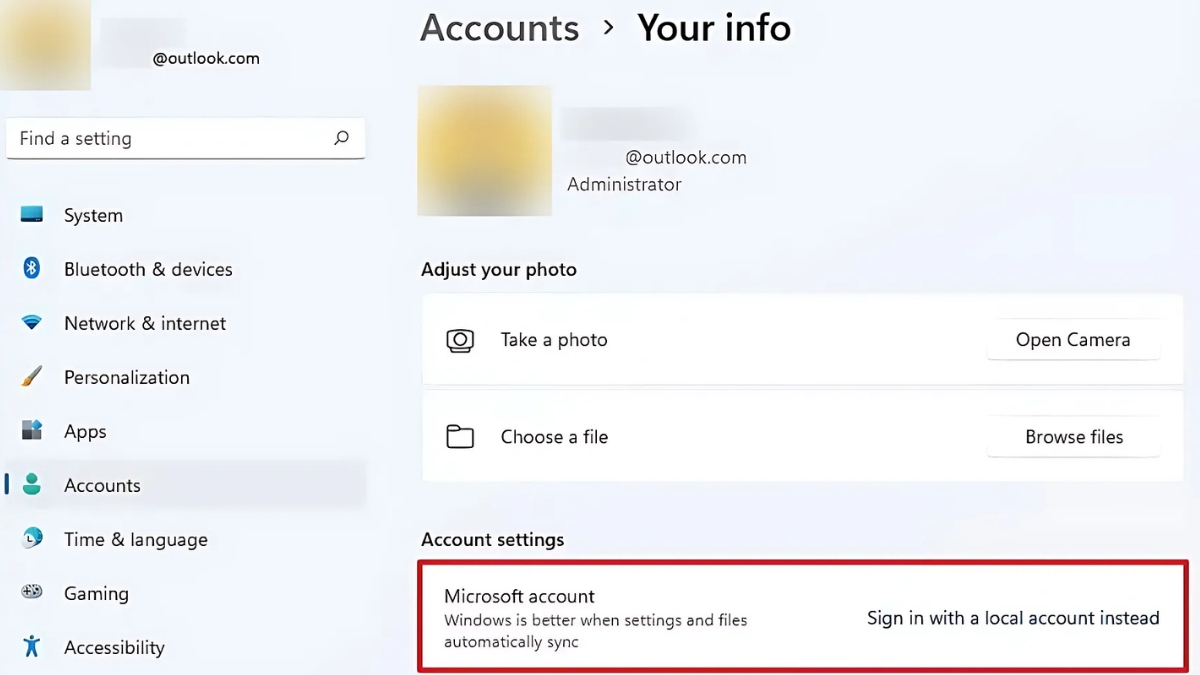 xóa mật khẩu máy tính win 11 bằng cách xóa mật khẩu tài khoản Microsoft - bước 3