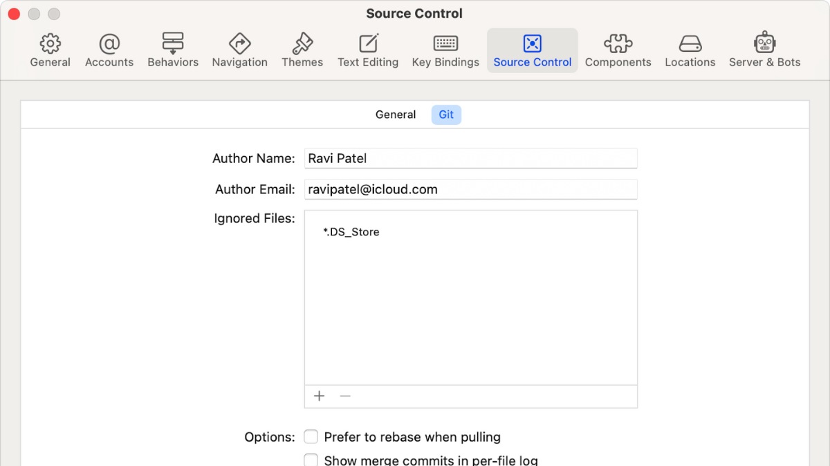 Các tính năng chính của Xcode - hỗ trợ git