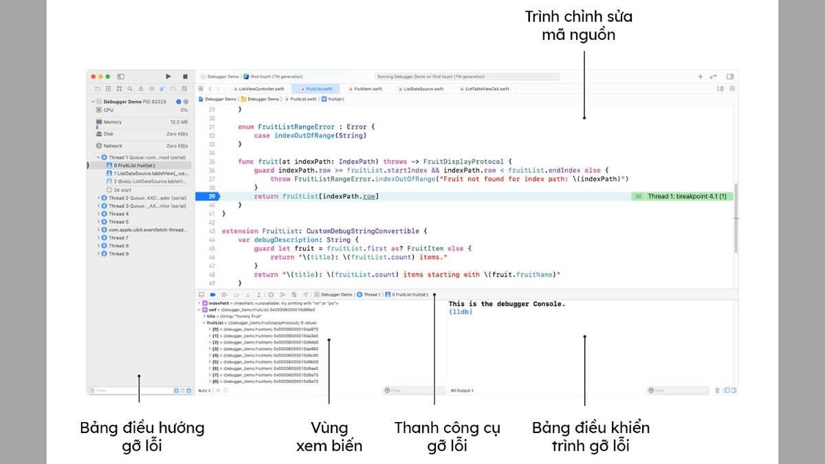 Các tính năng chính của Xcode - thử nghiệm và gỡ lỗi