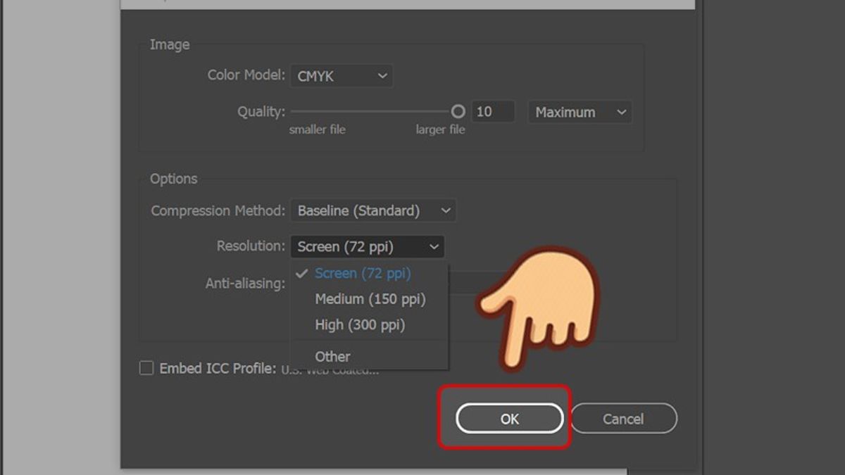 cách xuất file in ấn trong Illustrator dạng JPG - bước 5