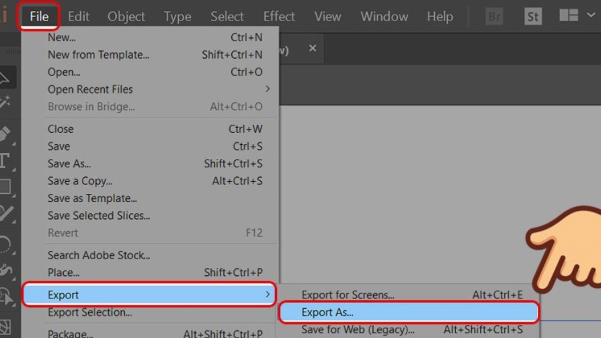 cách xuất file in ấn trong Illustrator dạng PNG - bước 1