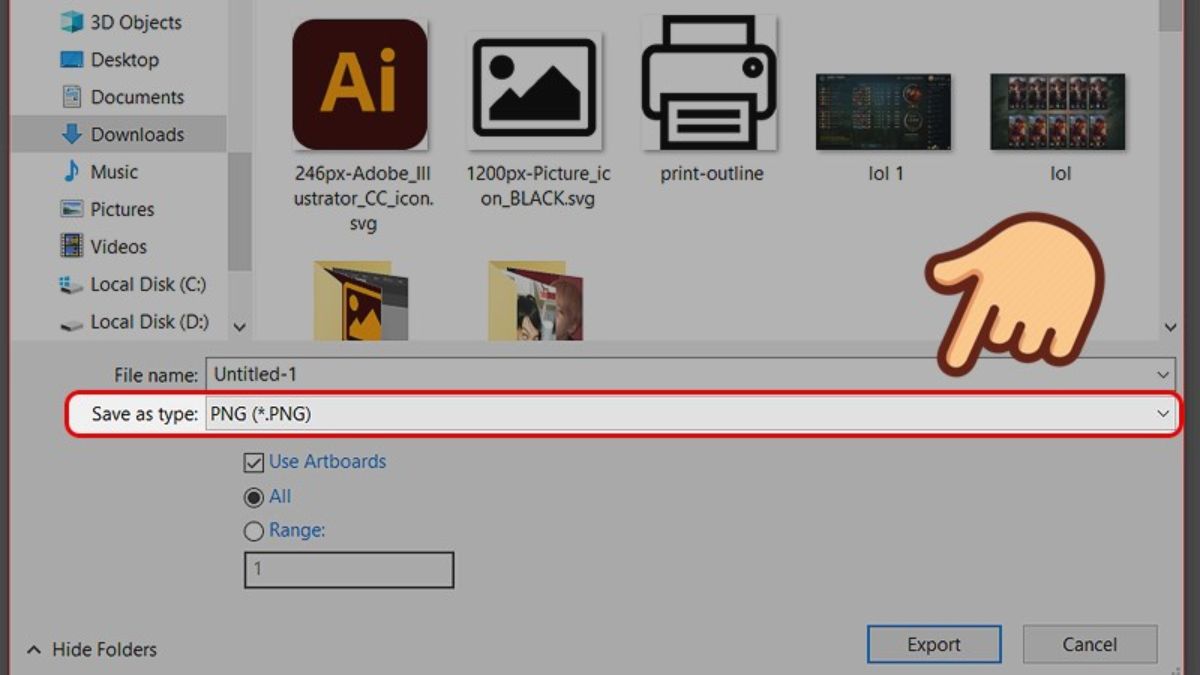 cách xuất file in ấn trong Illustrator dạng PNG - bước 2