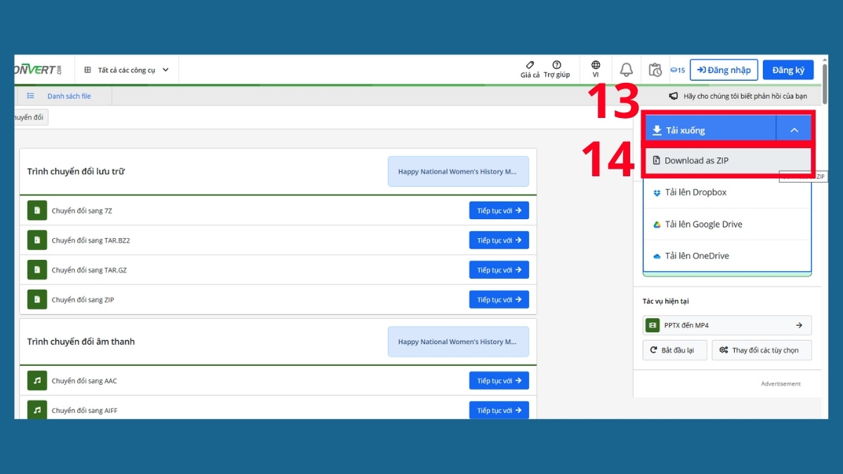 Sử dụng công cụ online bước 3 tiếp theo