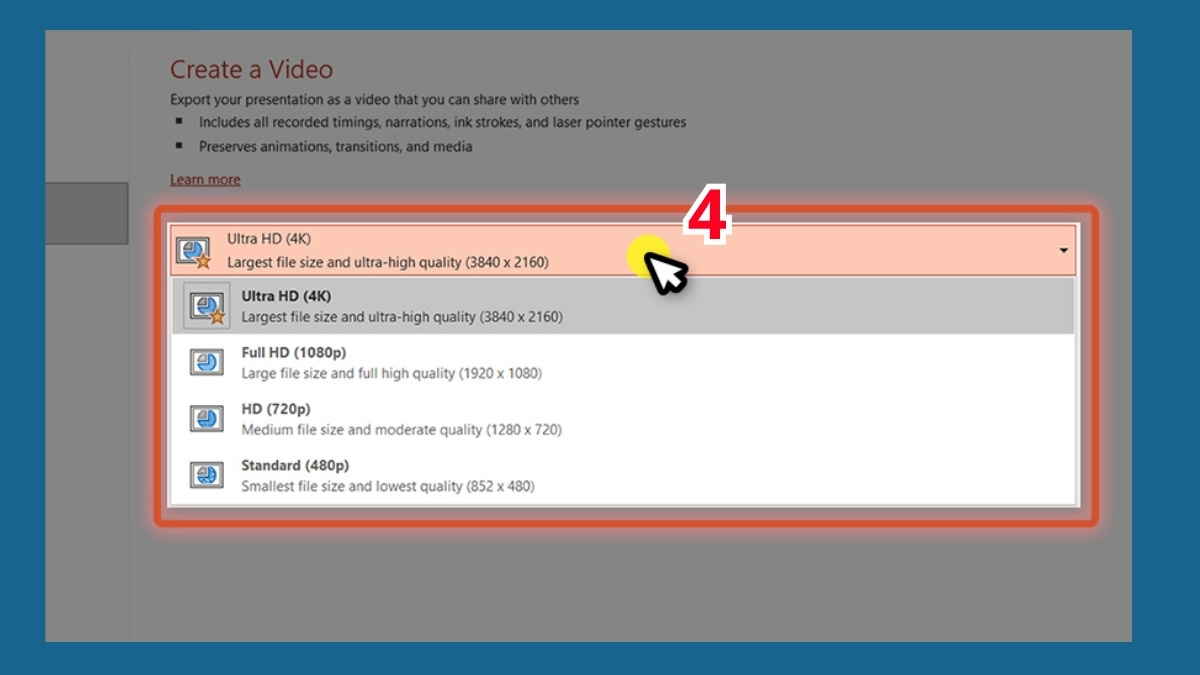cách xuất video từ PowerPoint trực tiếp bước 2
