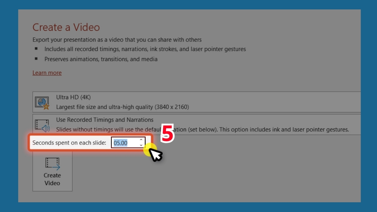 cách xuất video từ PowerPoint trực tiếp bước 2+