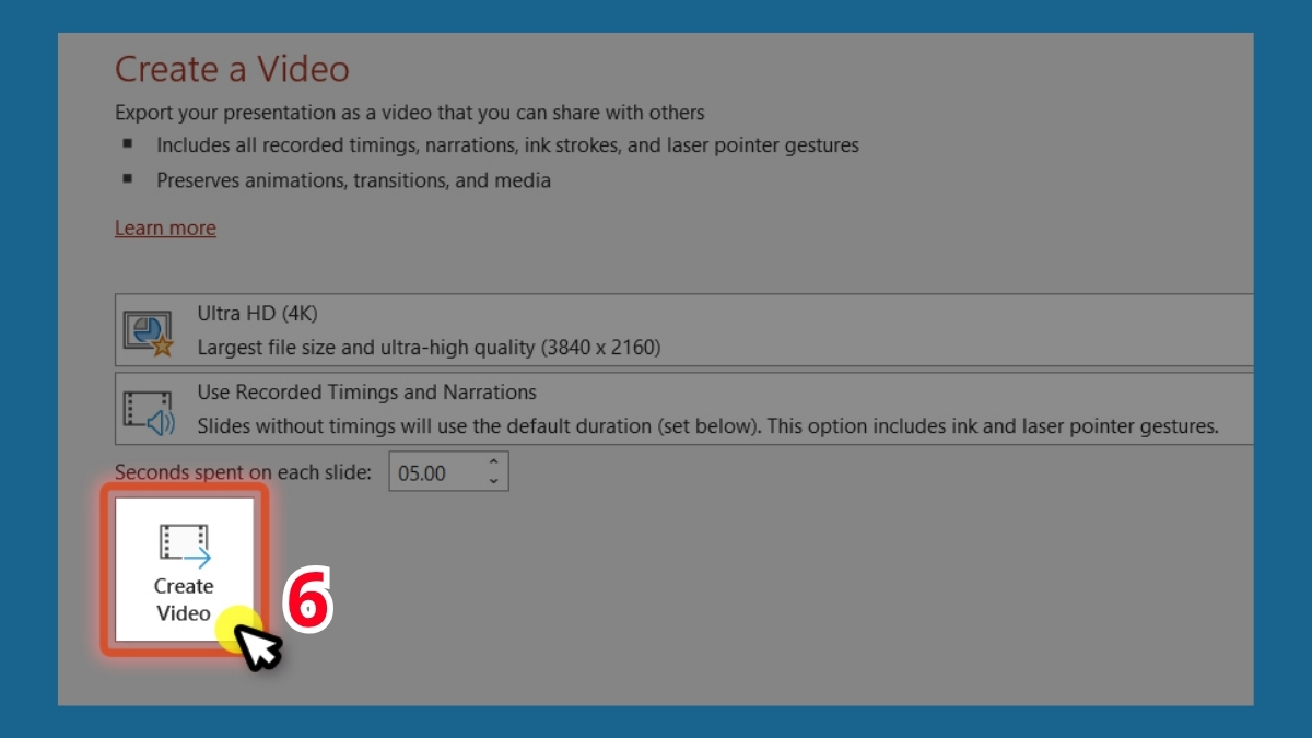 cách xuất video từ PowerPoint trực tiếp bước 3
