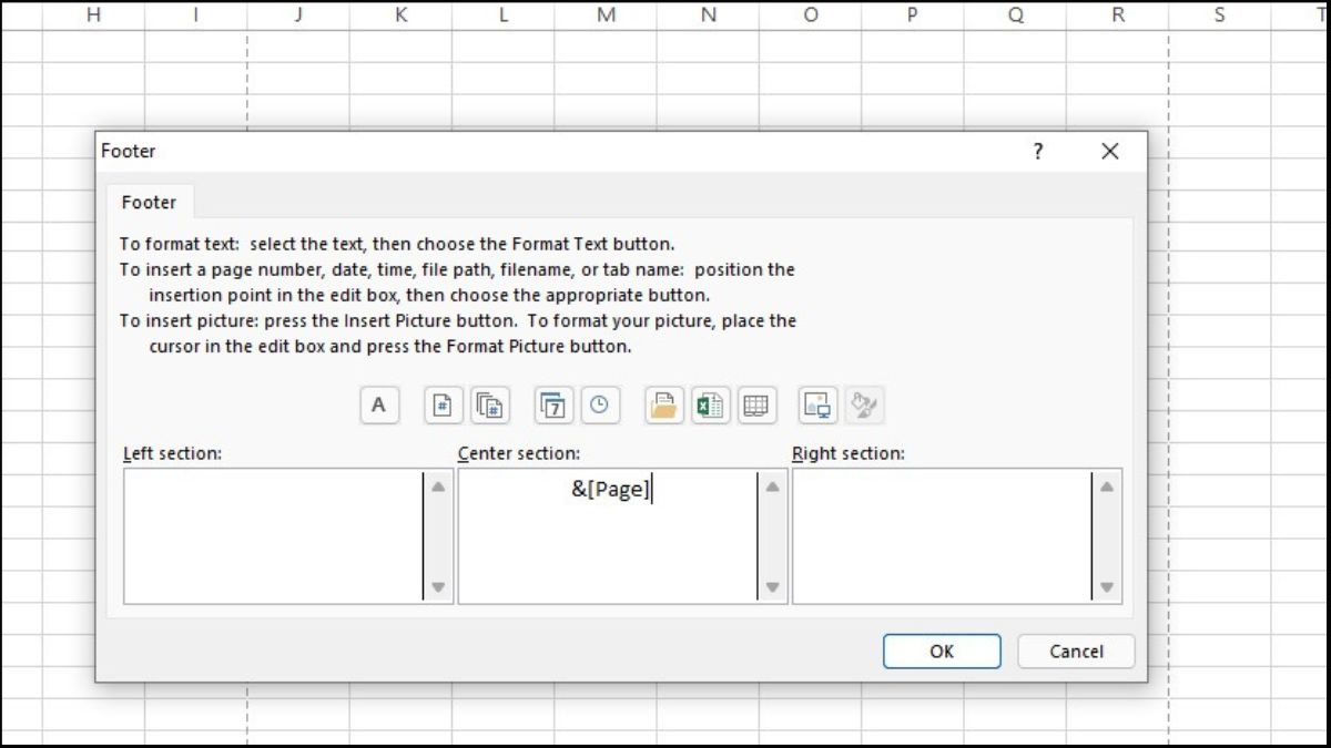 Lỗi Excel không hiện số trang khi in 