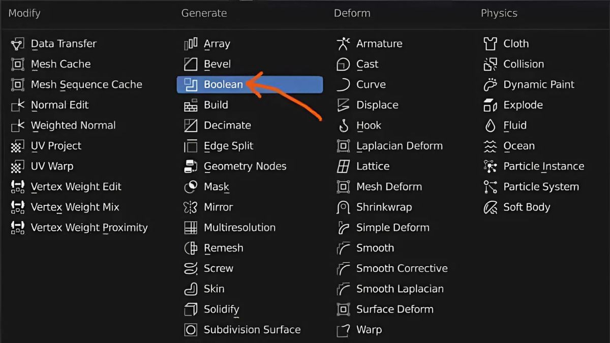 Sử dụng Boolean Modifier để đục lỗ trong Blender