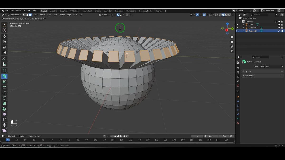 Sử dụng Extrude và Loop Cuts để đục lỗ trong Blender