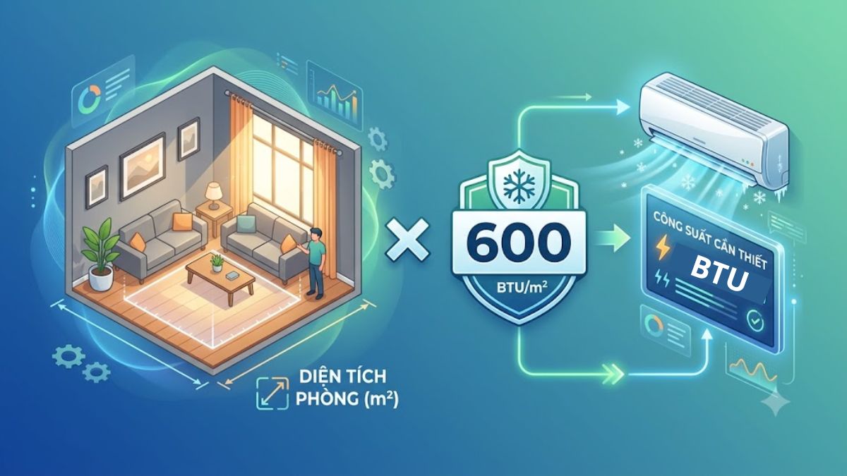 Công thức tính BTU theo diện tích sàn