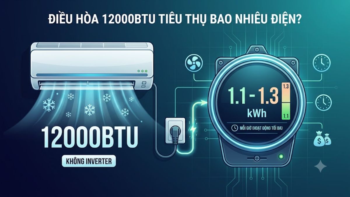 Điều hòa 12000BTU tiêu thụ bao nhiêu điện?