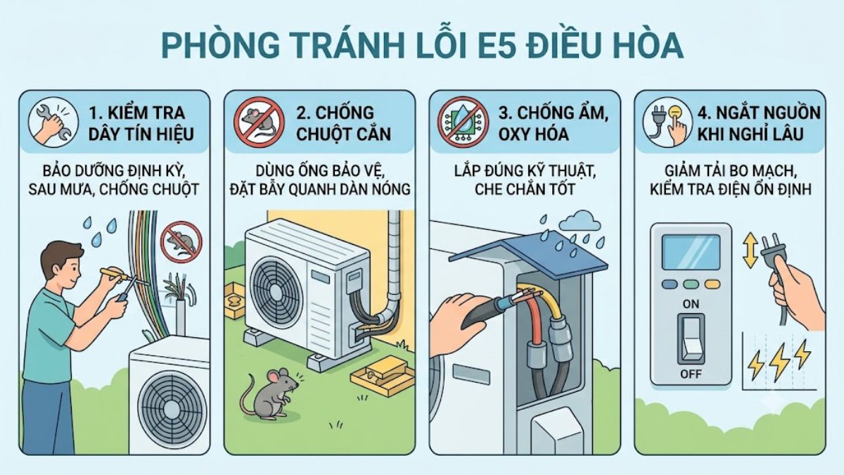 Cách phòng tránh điều hòa Casper báo lỗi E5 khi sử dụng