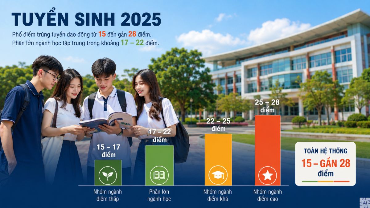 Điểm chuẩn đại học Thái Nguyên 2025 trải rộng 15–28 điểm