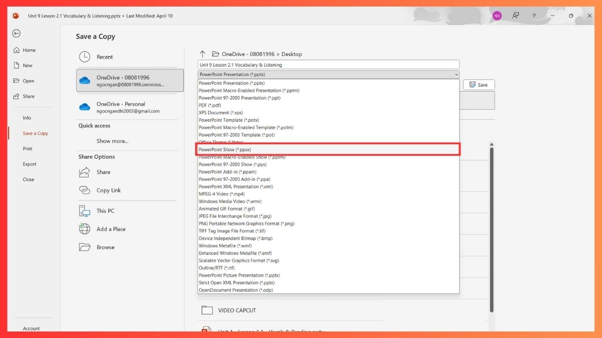 Chuyển đổi thủ công định dạng đuôi file PowerPoint