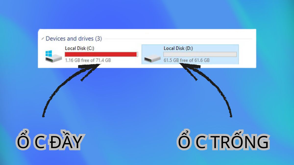 Dấu hiệu ổ C của máy tính sắp đầy