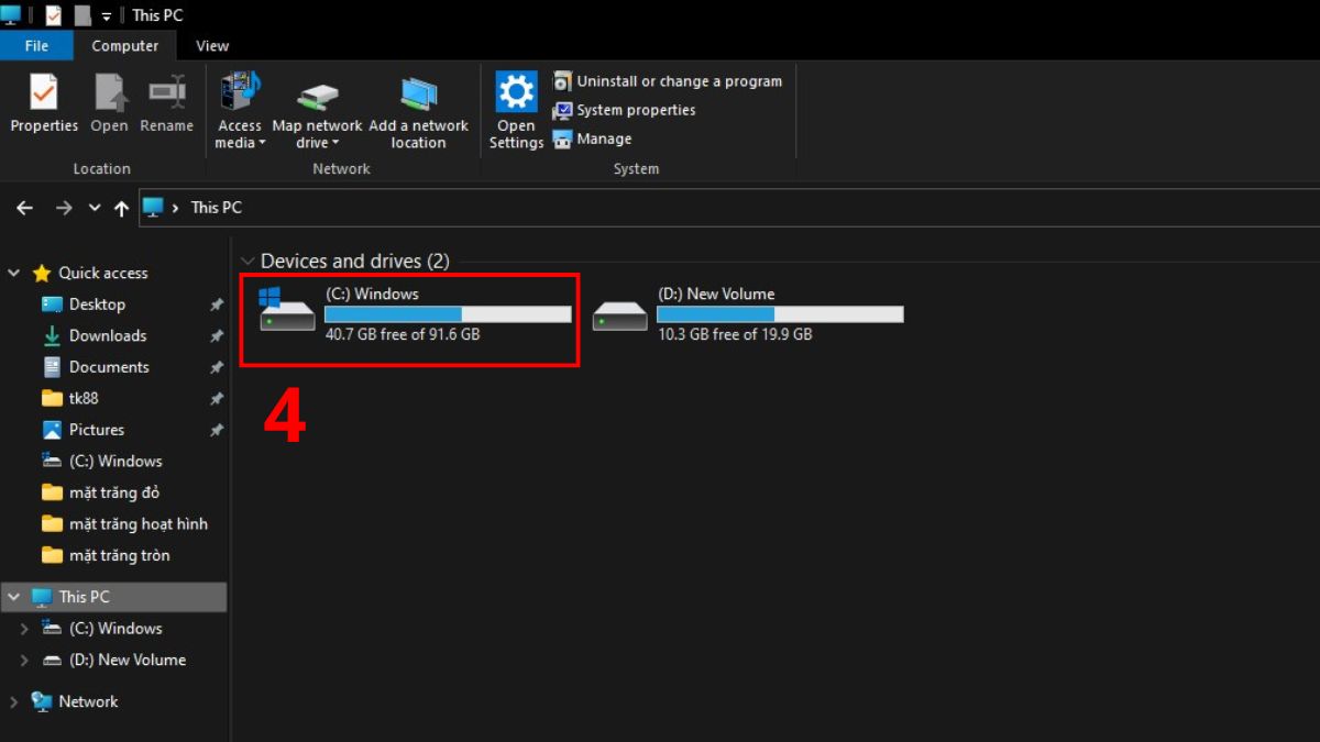 Cách kiểm tra dung lượng ổ C trên Win 10, Win 11