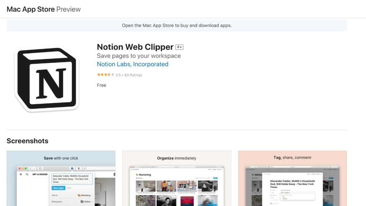 Tiện ích Notion Web Clipper