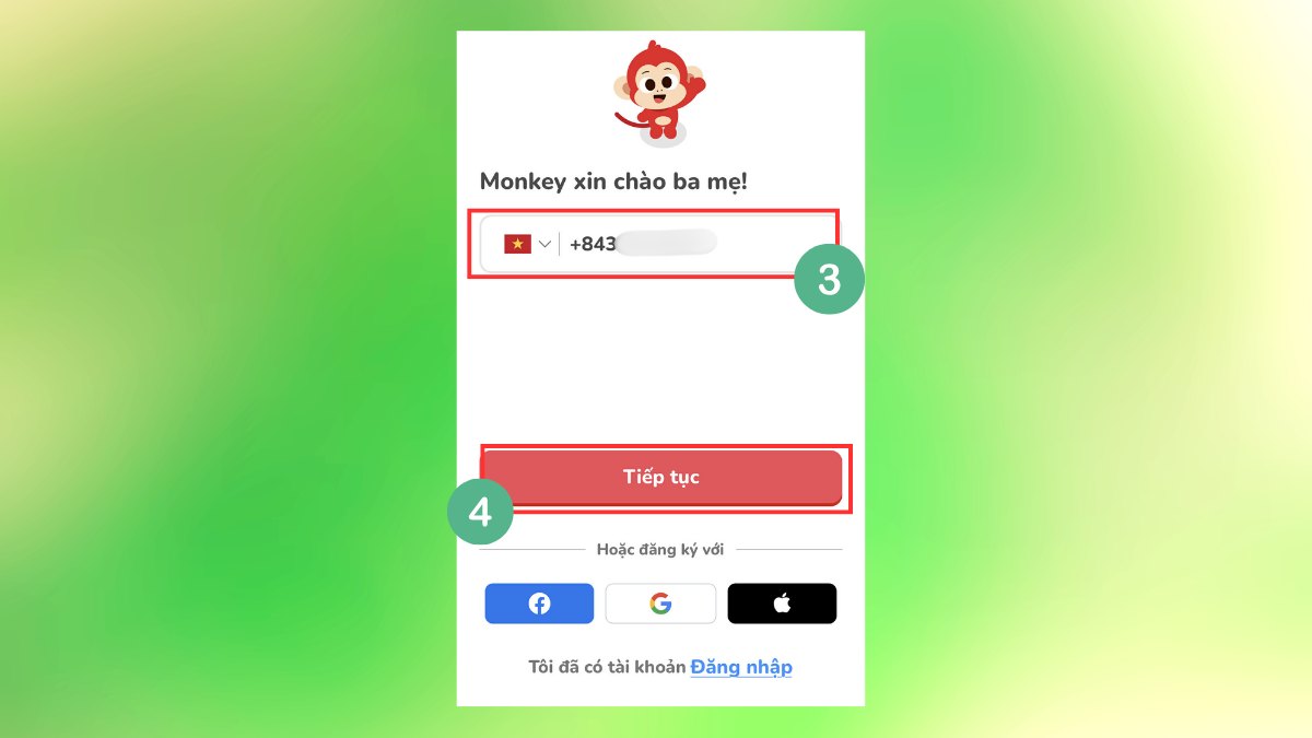 Hướng dẫn đăng ký tài khoản Monkey Junior