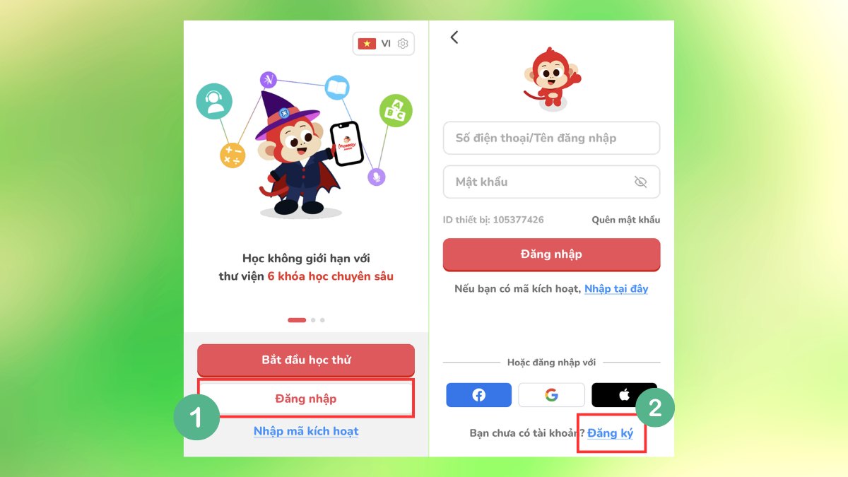 Hướng dẫn đăng ký tài khoản Monkey Junior