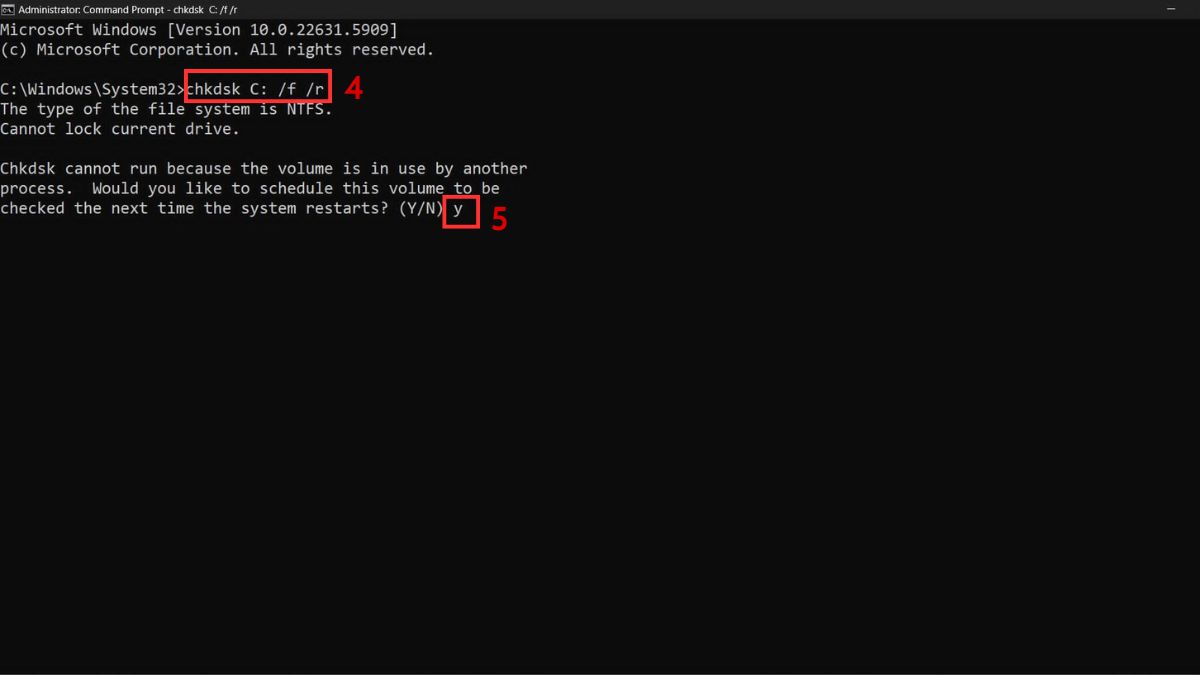 Kiểm tra lỗi ổ cứng bằng lệnh CHKDSK