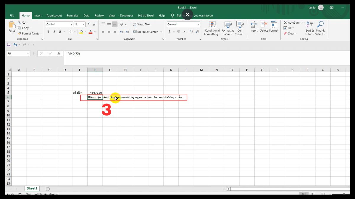 Cách sử dụng AccHelper đổi số thành chữ trong Excel