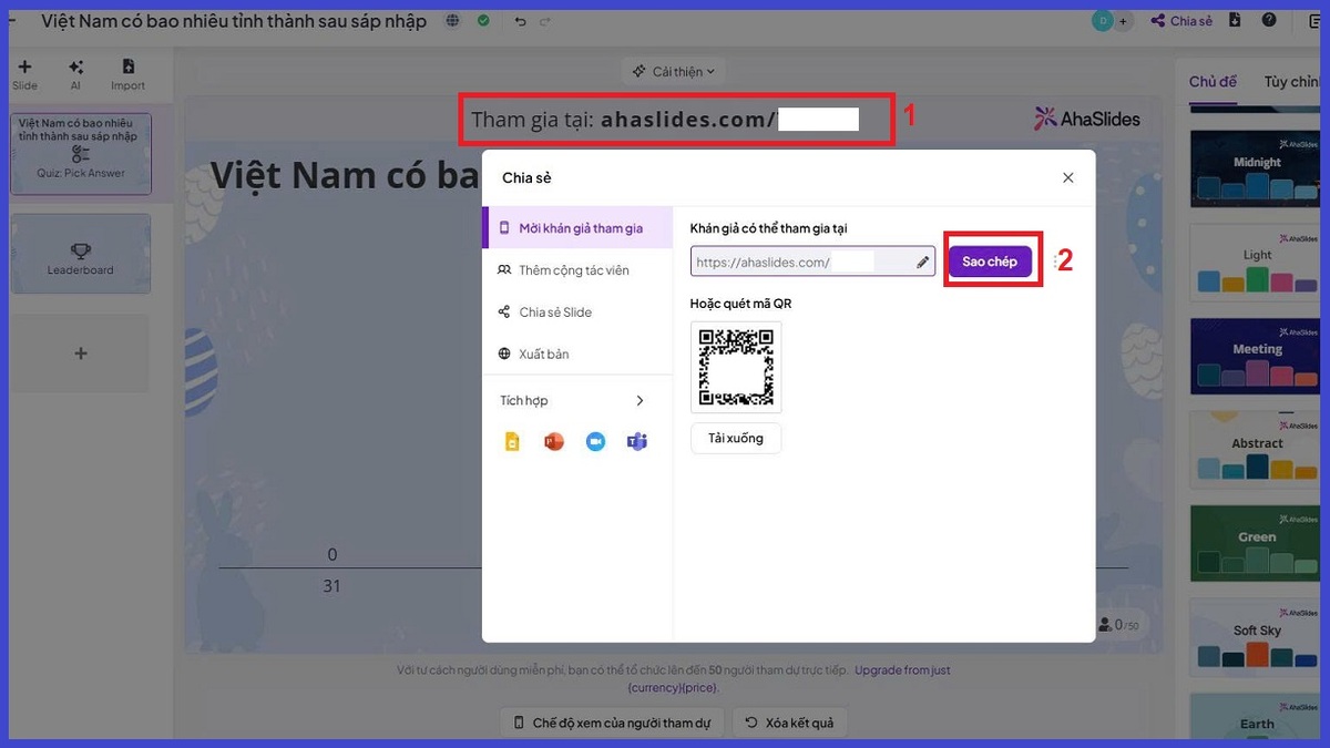 Thuyết trình và chia sẻ trên web AhaSlides