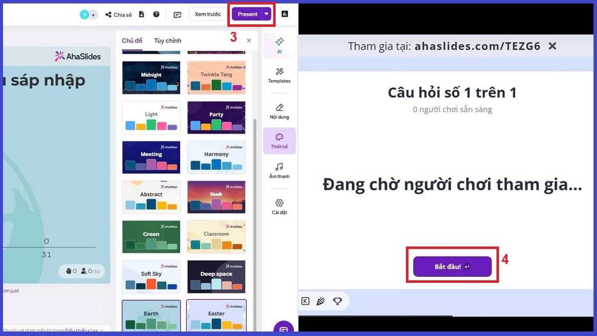Thuyết trình và chia sẻ trên web AhaSlides