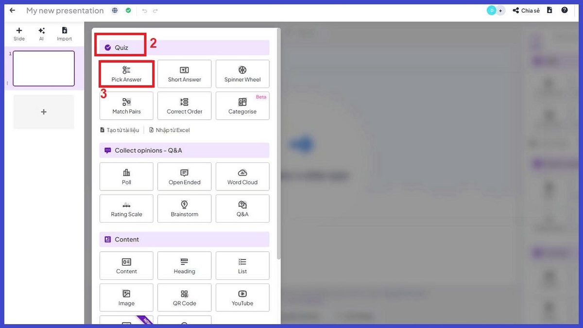 Tạo bài thuyết trình trên AhaSlides