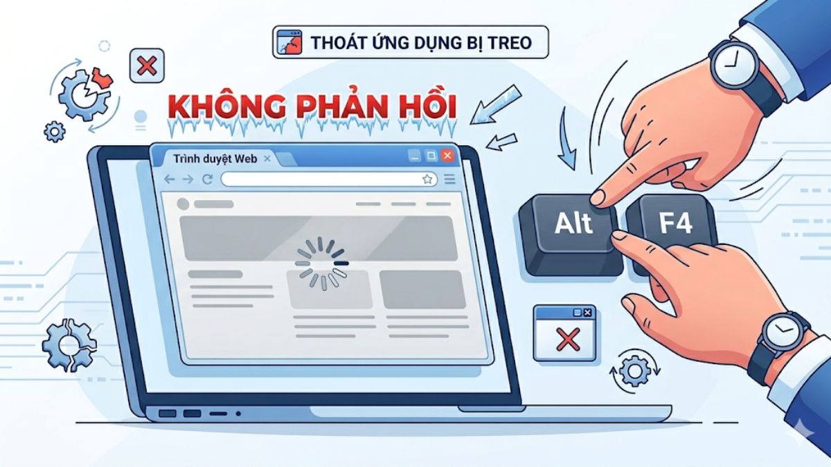 Tổ hợp phím Alt + F4 giúp thoát ứng dụng bị treo