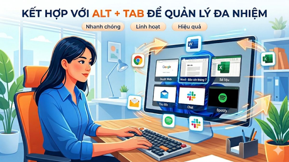 Kết hợp với Alt + Tab để quản lý đa nhiệm