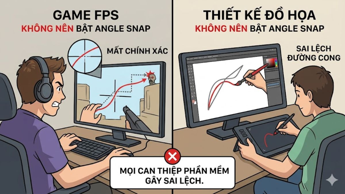 Trường hợp không nên bật Angle Snapping