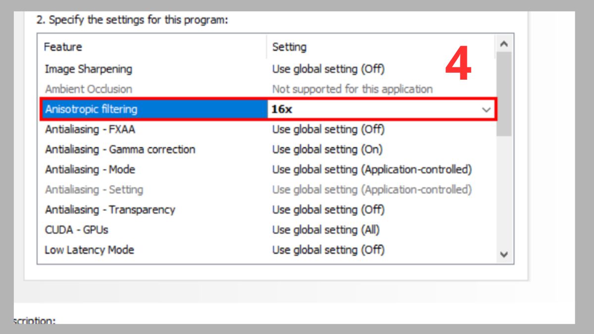 Bật Anisotropic Filtering trong NVIDIA Control Panel